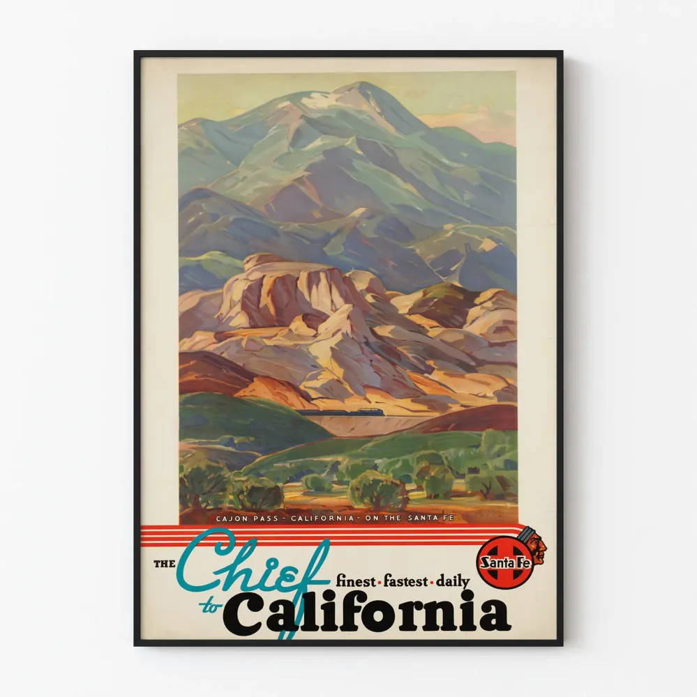 Vintagejuliste Chief to California - Maisemakuva koristejuliste vuoristomaisemasta