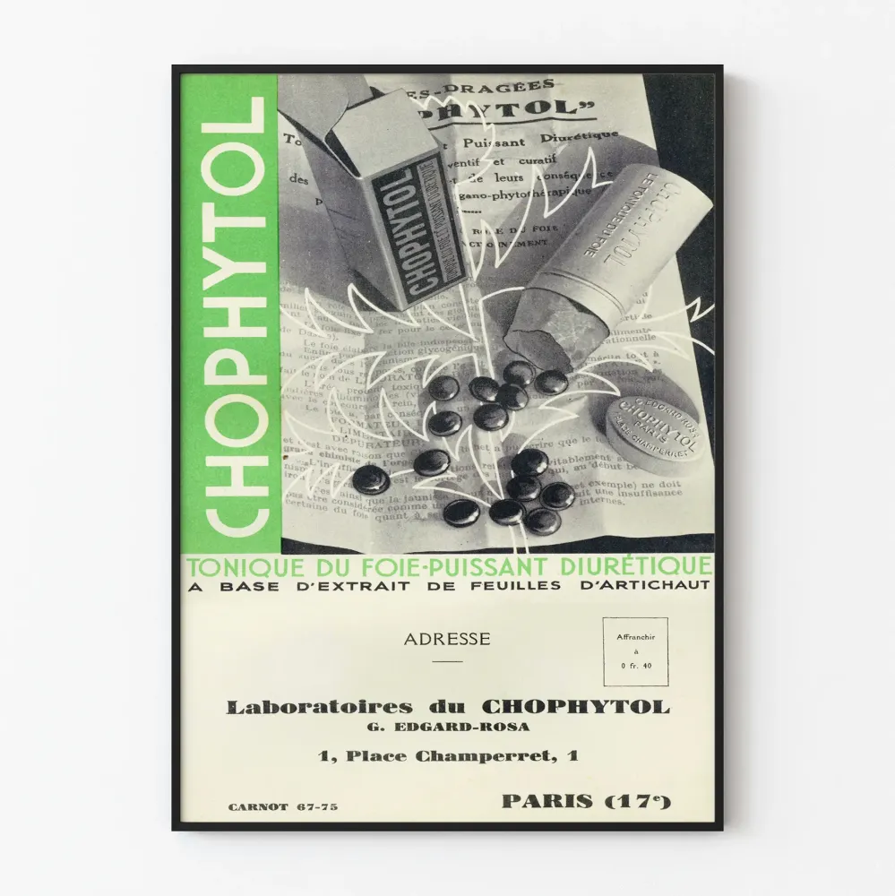 Vintagejuliste Chophytol - Maksa- ja luonnollinen diureetti tonisoiva