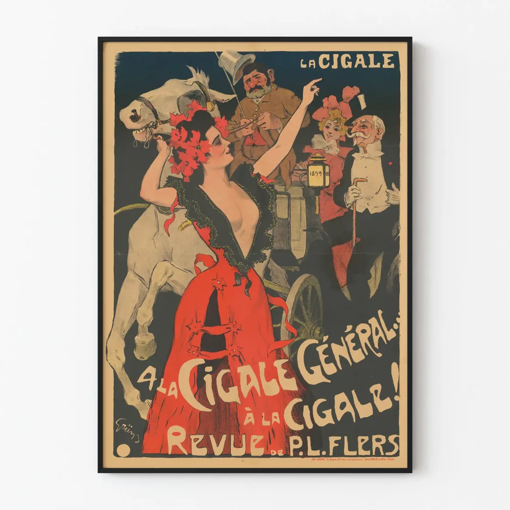 Vintagejuliste La Cigale Revue à la Cigale Seinän koristelu