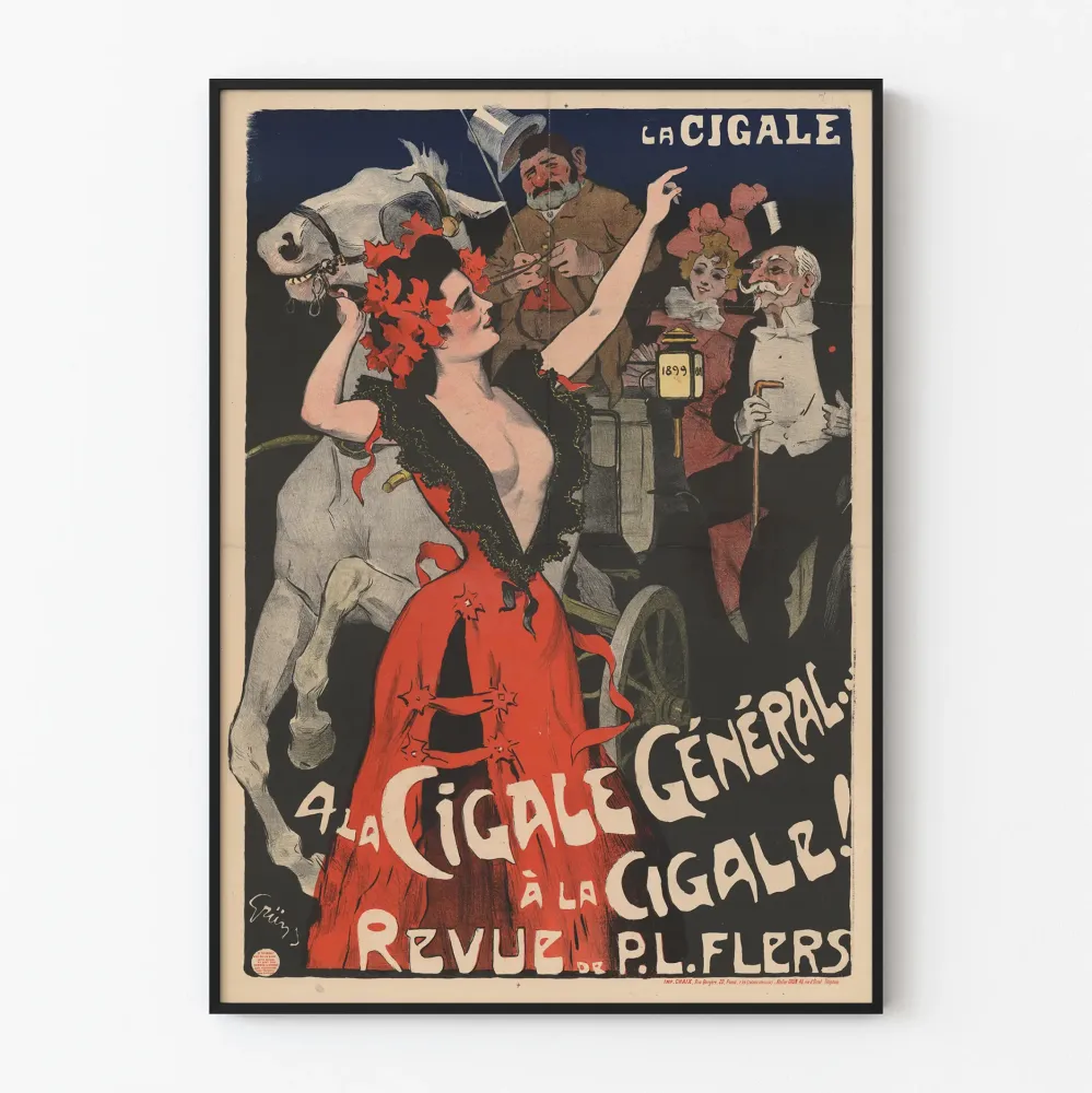 Vintagejuliste La Cigale Revue P. Lefersin suunnittelema