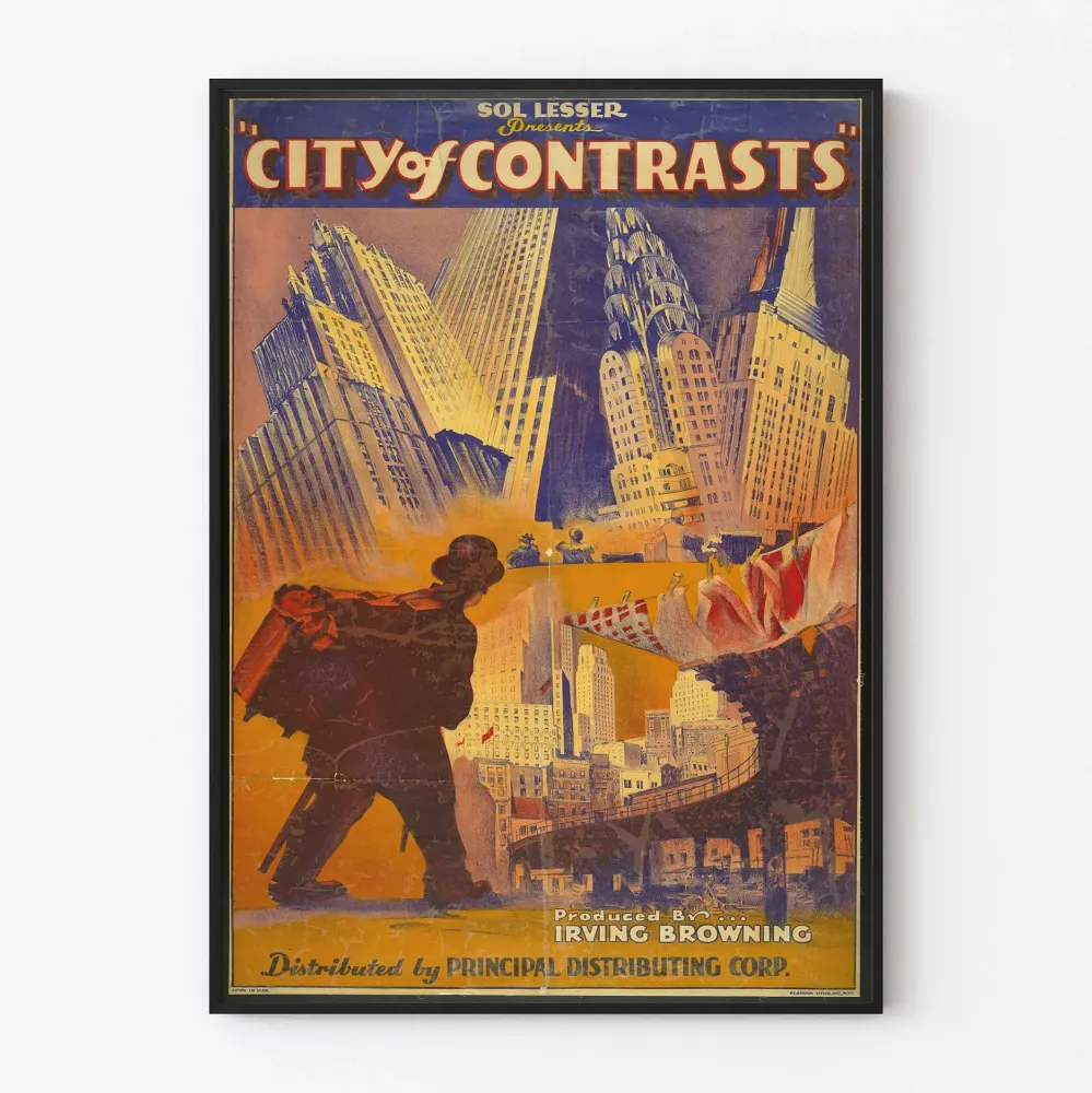 Vintagejuliste City Contrasts, teokset Sol Lesserilta
