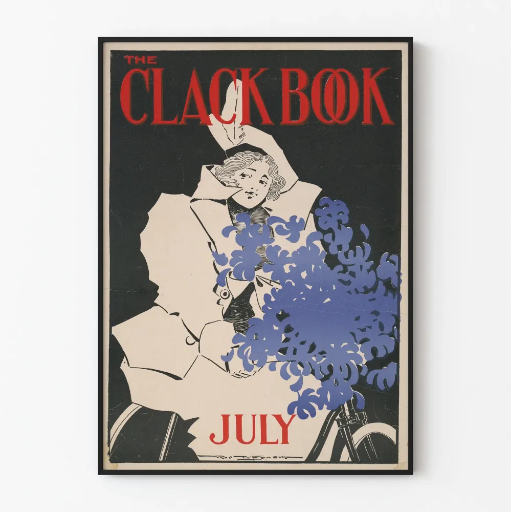 Vintagejuliste Clack Book heinäkuulta seinäkoristeluun