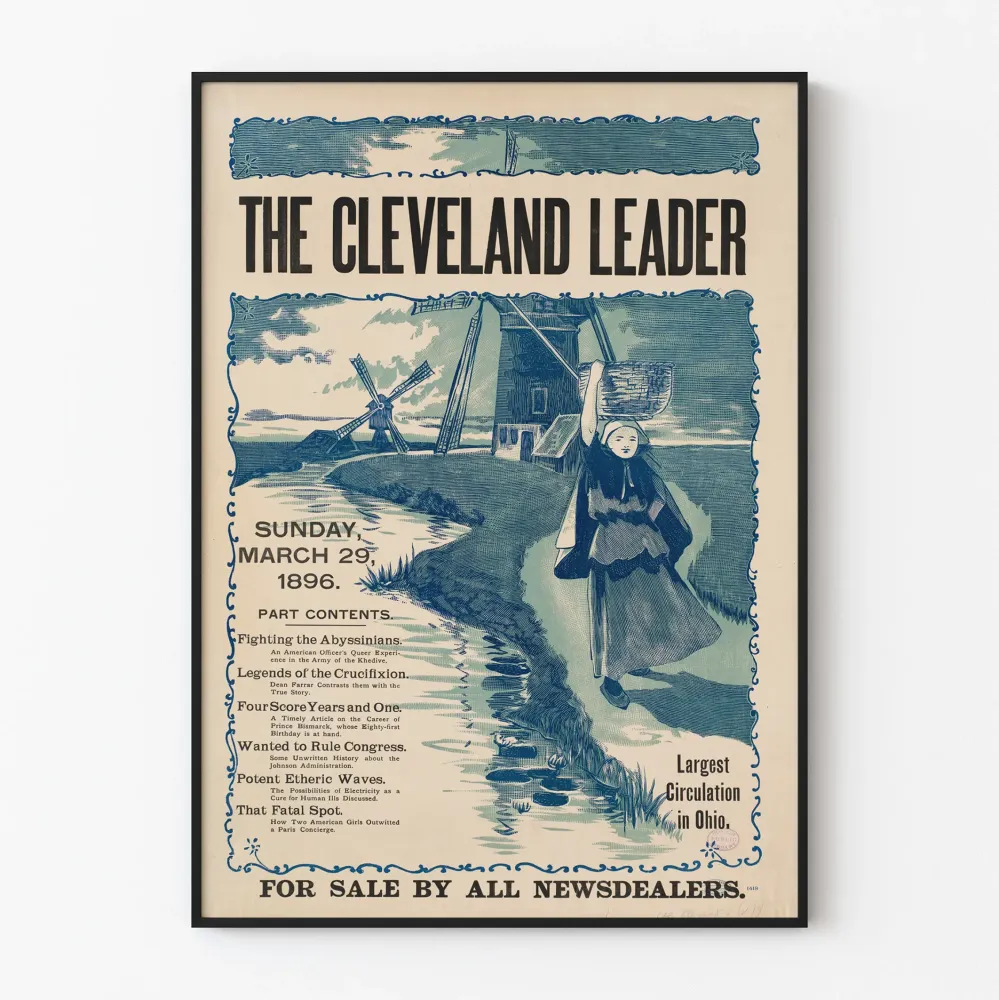 Vintagejuliste Cleveland Leader 1896 seinäkoristukseen
