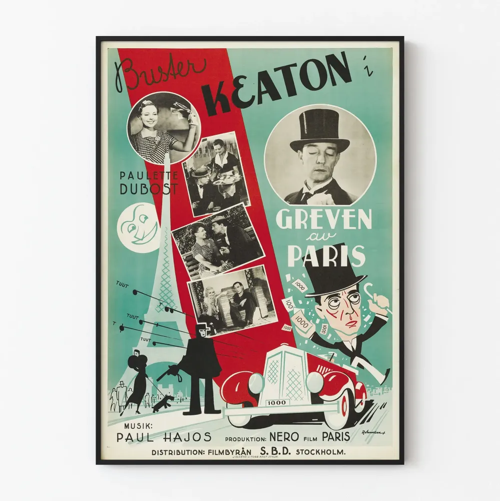 Vintagejuliste Le Comte de Paris ja Buster Keaton