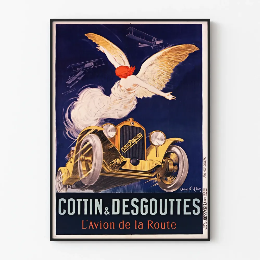 Vintagejuliste Cottin & Desgouttes L'Avion de la Route