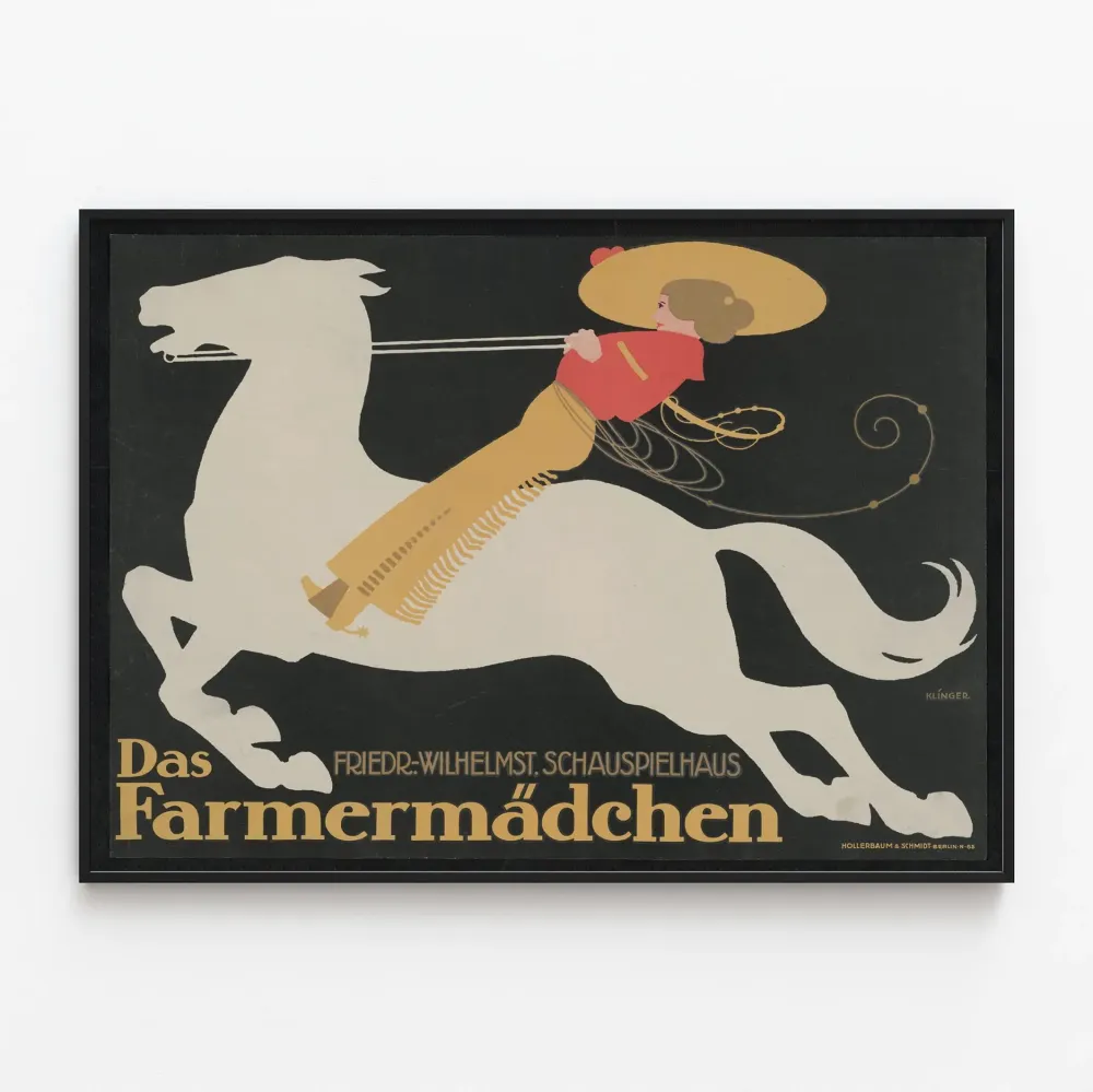 Vintagejuliste Das Farmermädchen - Taiteellinen ratsastustyylinen seinäkoristelu