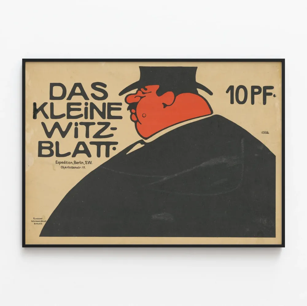Vintagejuliste Das Kleine Witzblatt - Rohkea graafinen piirros