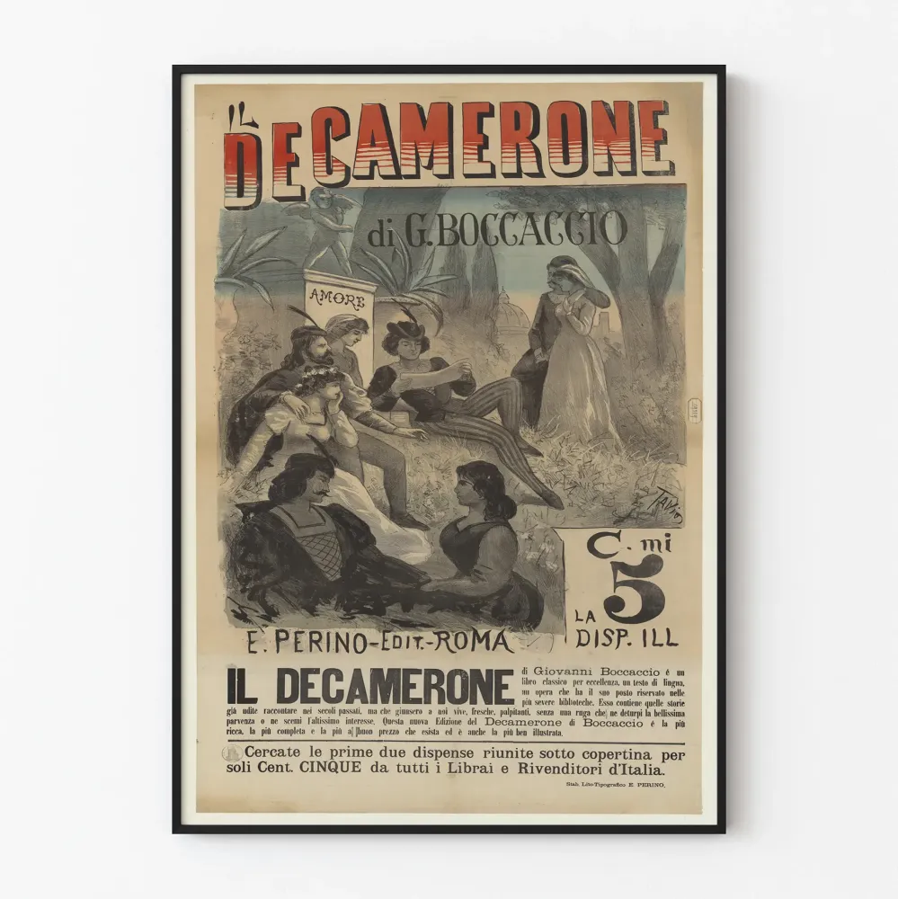 Vintagejuliste Il Decamerone G. Boccaccio - Seinän koristelu Klassinen kirjallisuus
