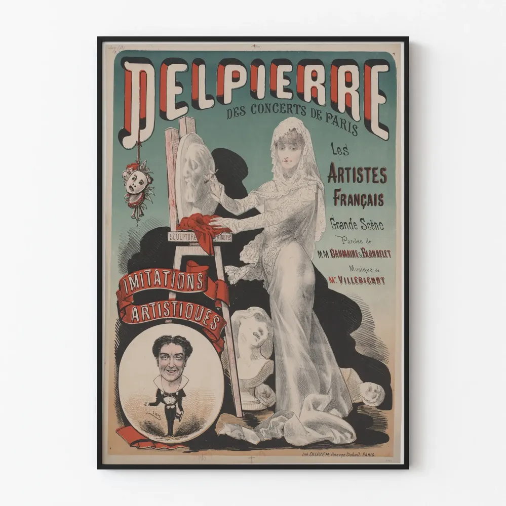 Vintagejuliste Delpierre Imitations Artistiques seinäkoristelu varten