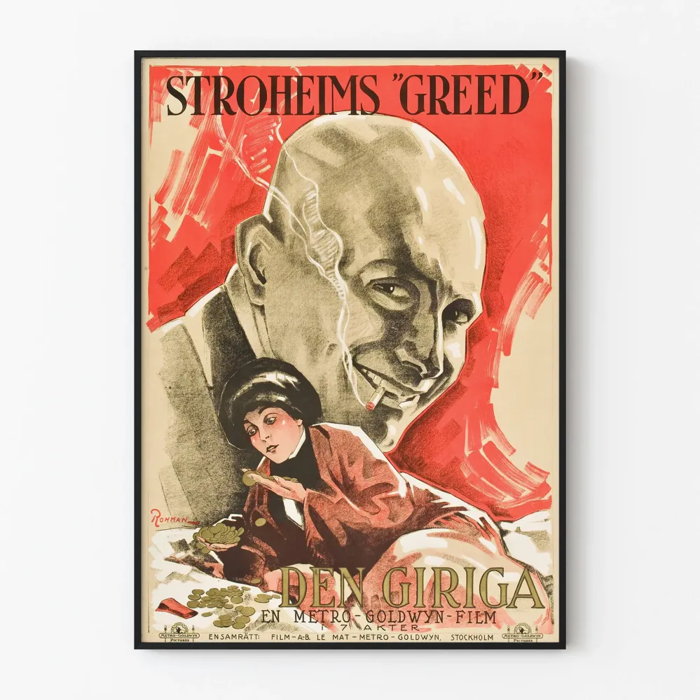 Vintagejuliste Den Giriga -elokuvasta Stroheims Ahneus