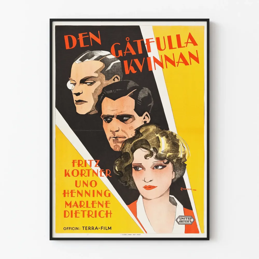 Vintagejuliste Den Gåtfulla Kvinnan Marlene Dietrichin kanssa