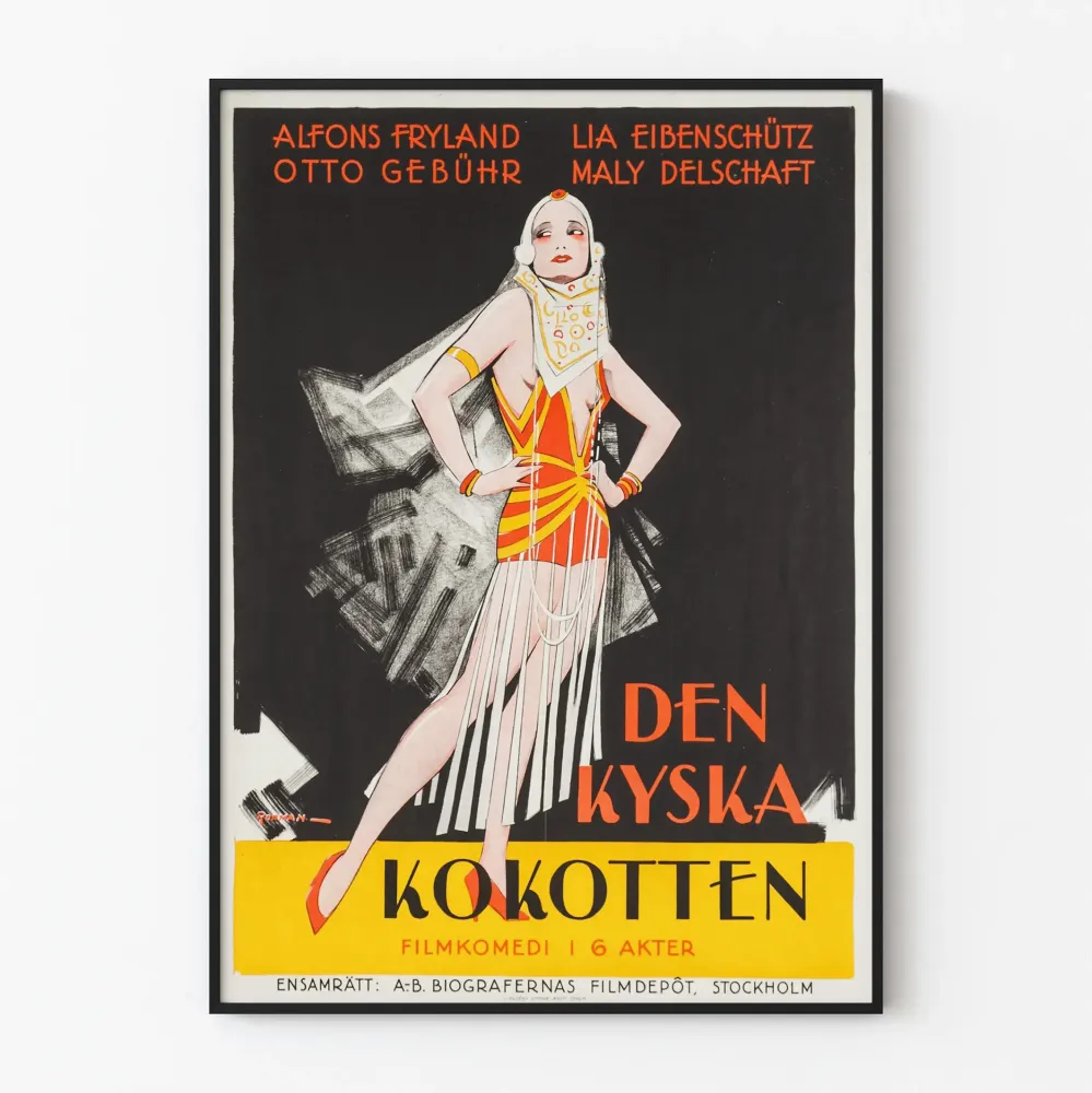 Vintagejuliste Den Kyska Kokotten - Retroseinustamateriaali