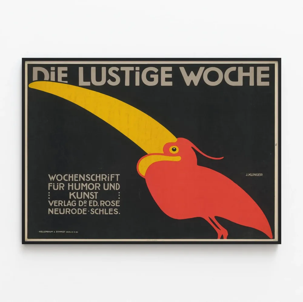 Vintagejuliste Die Lustige Woche - humoristinen ja taiteellinen seinäkoristelu
