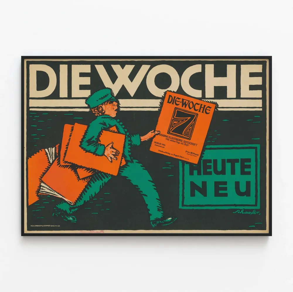 Vintagejuliste 'Die Woche' -lehden kuvittama moderni 1914