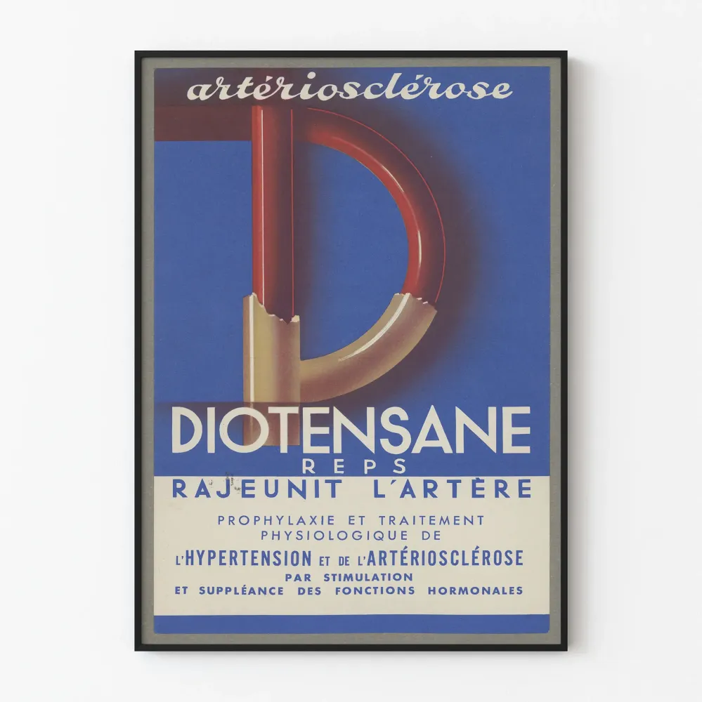 Vintagejuliste Diotensane - Lääketieteellinen seinäkoristelu valtimoiden kovettumista varten