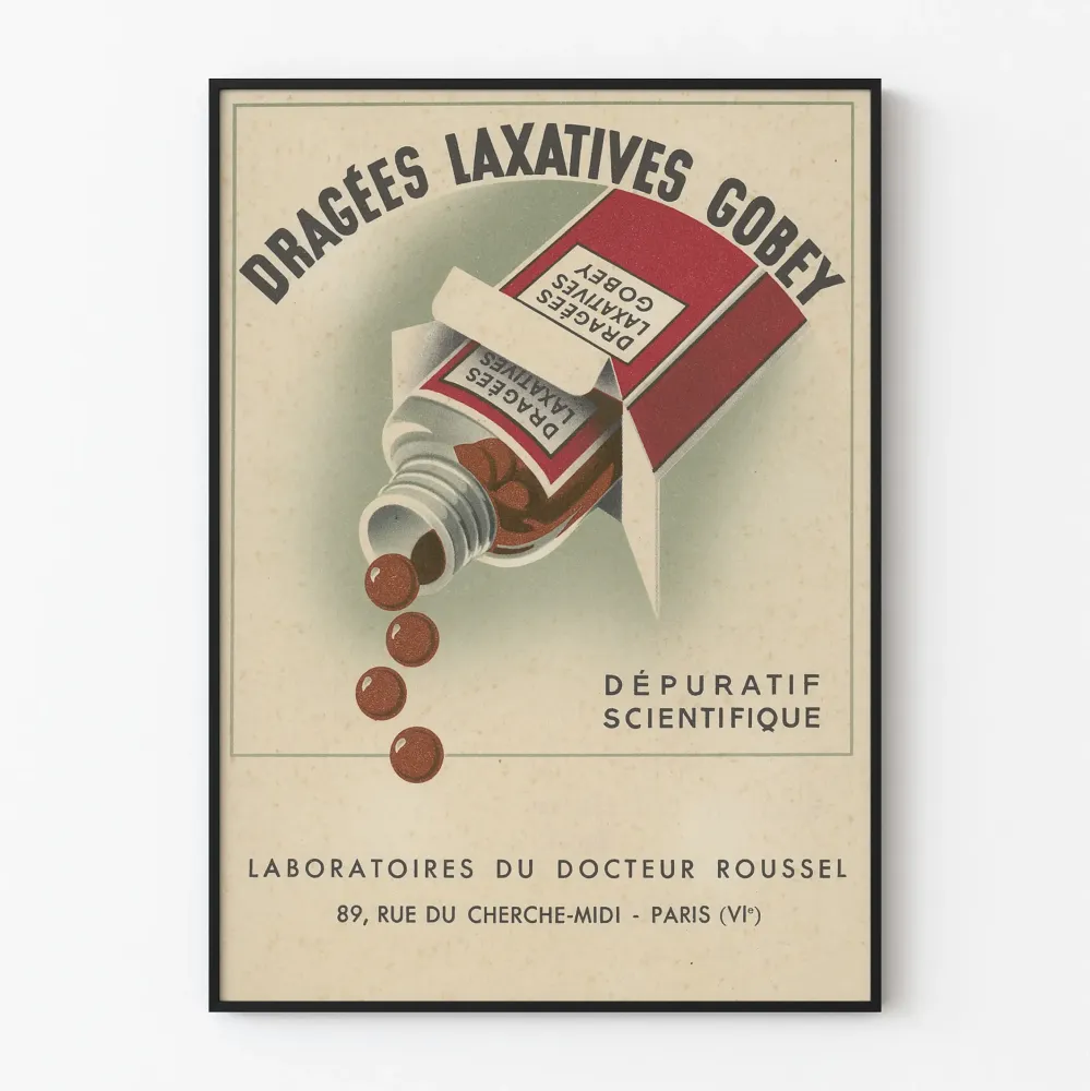 Vintagejuliste Dragees Laxatives Gobey - Tieteellinen seinäkoristelu