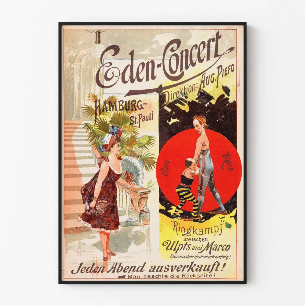 Vintagejuliste Eden-Concert Hampuri St. Pauli