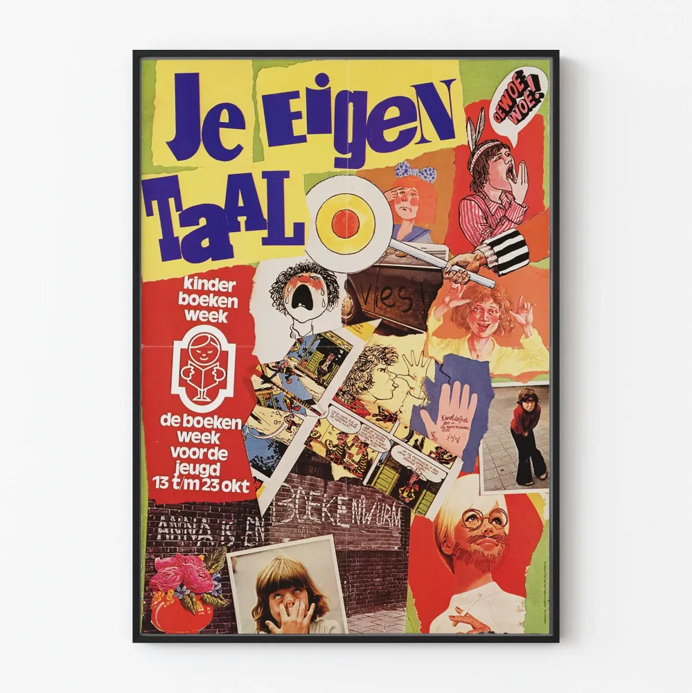 Vintagejuliste Je Eigen Taal - Lasten seinäkoristelu