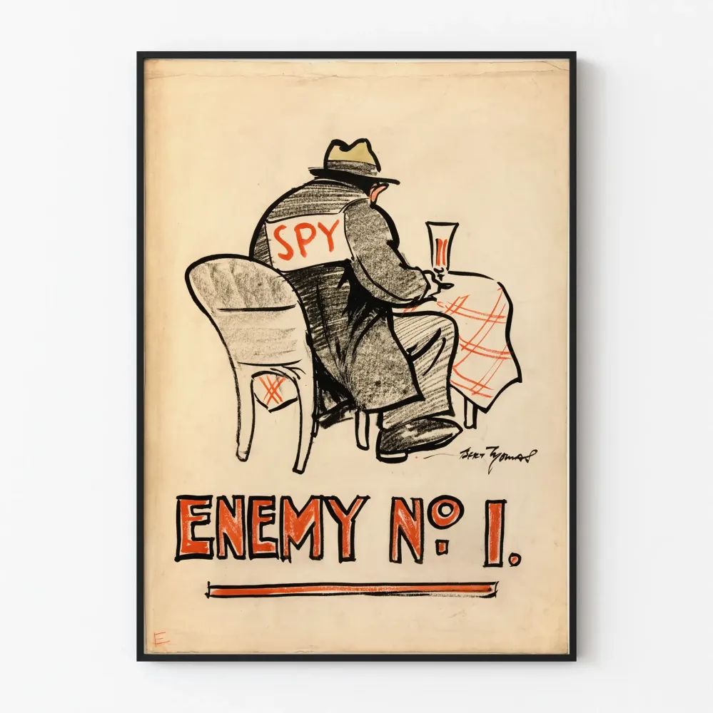 Vintagejuliste Enemy No 1 - Väliseinän koristelu vakoilu