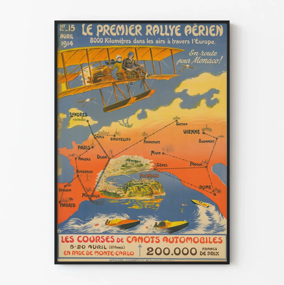 Vintagejuliste Ensimmäinen ilmailuralli 1914 - Ilmailumaalaus seinäkoriste