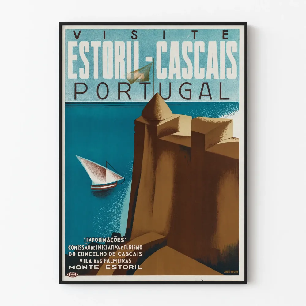 Vintagejuliste Estoril Cascais Portugal seinäkoristukseen