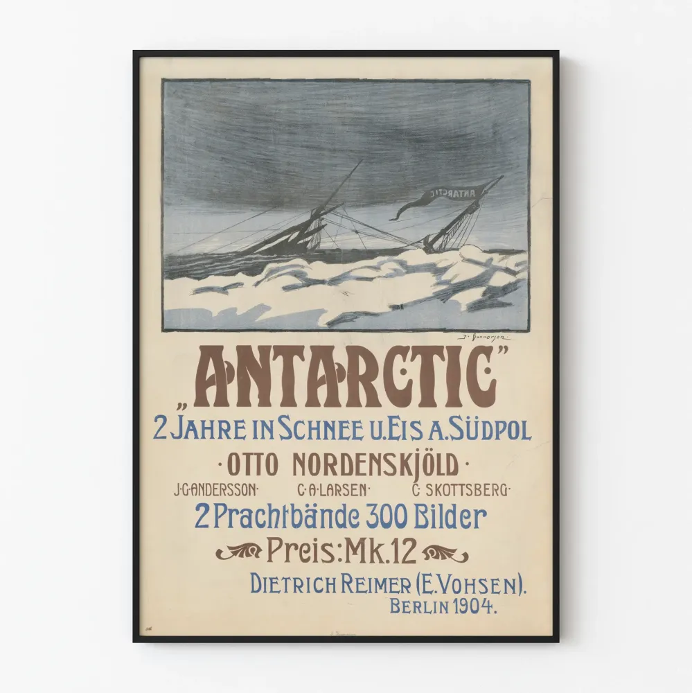 Vintagejuliste Etelänavun retkestä Otto Nordenskjöld 1904