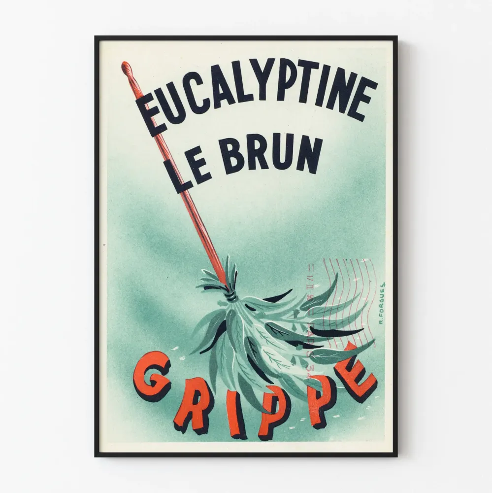 Vintagejuliste Eucalyptine Le Brun grippe seinäkoriste