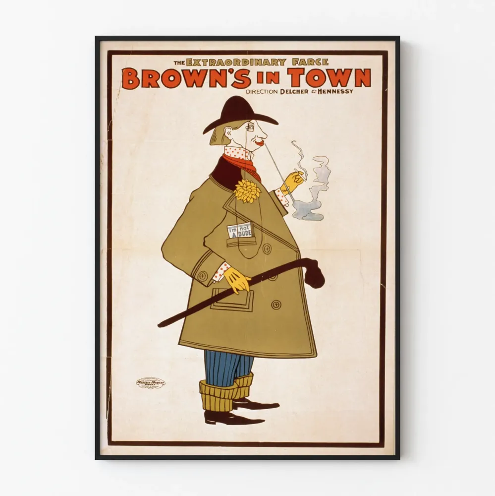 Vintagejuliste Extraordinary Farce Brown's Town