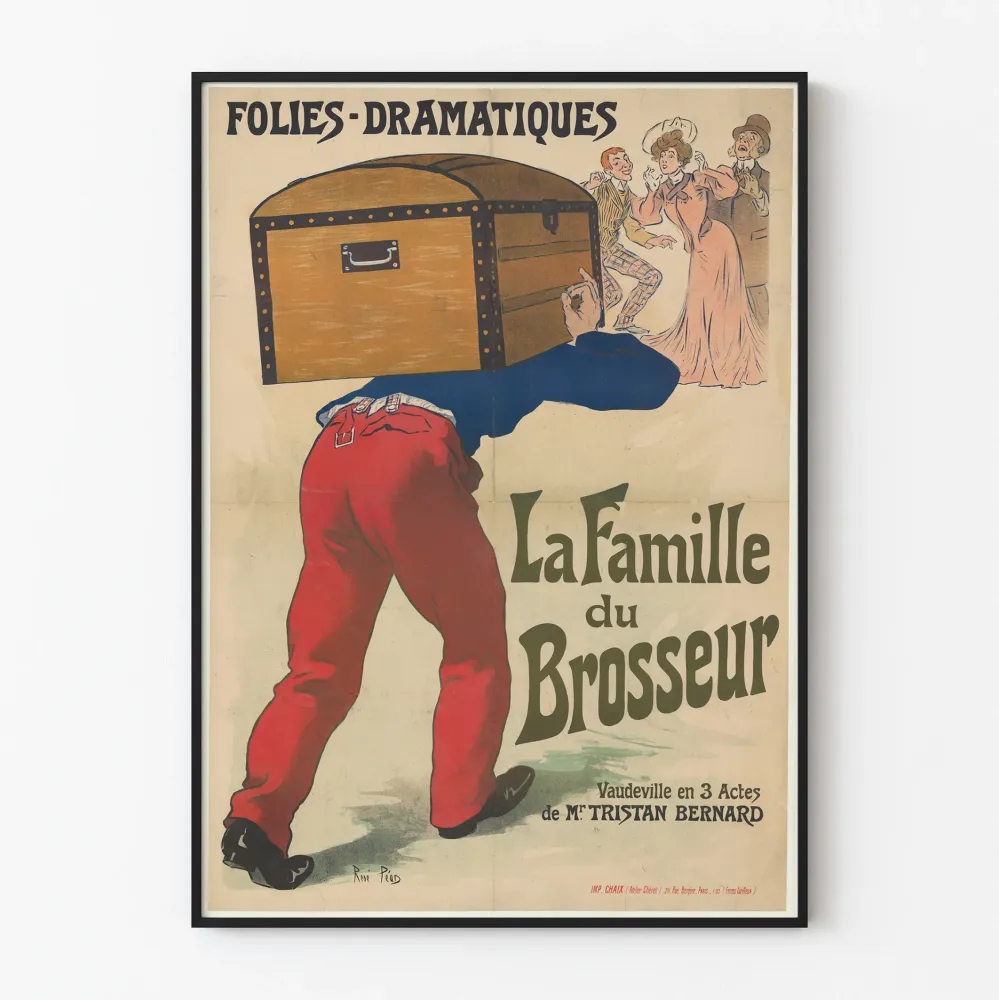Vintagejuliste La Famille du Brosseur - Teatterin seinäkoristelu retro