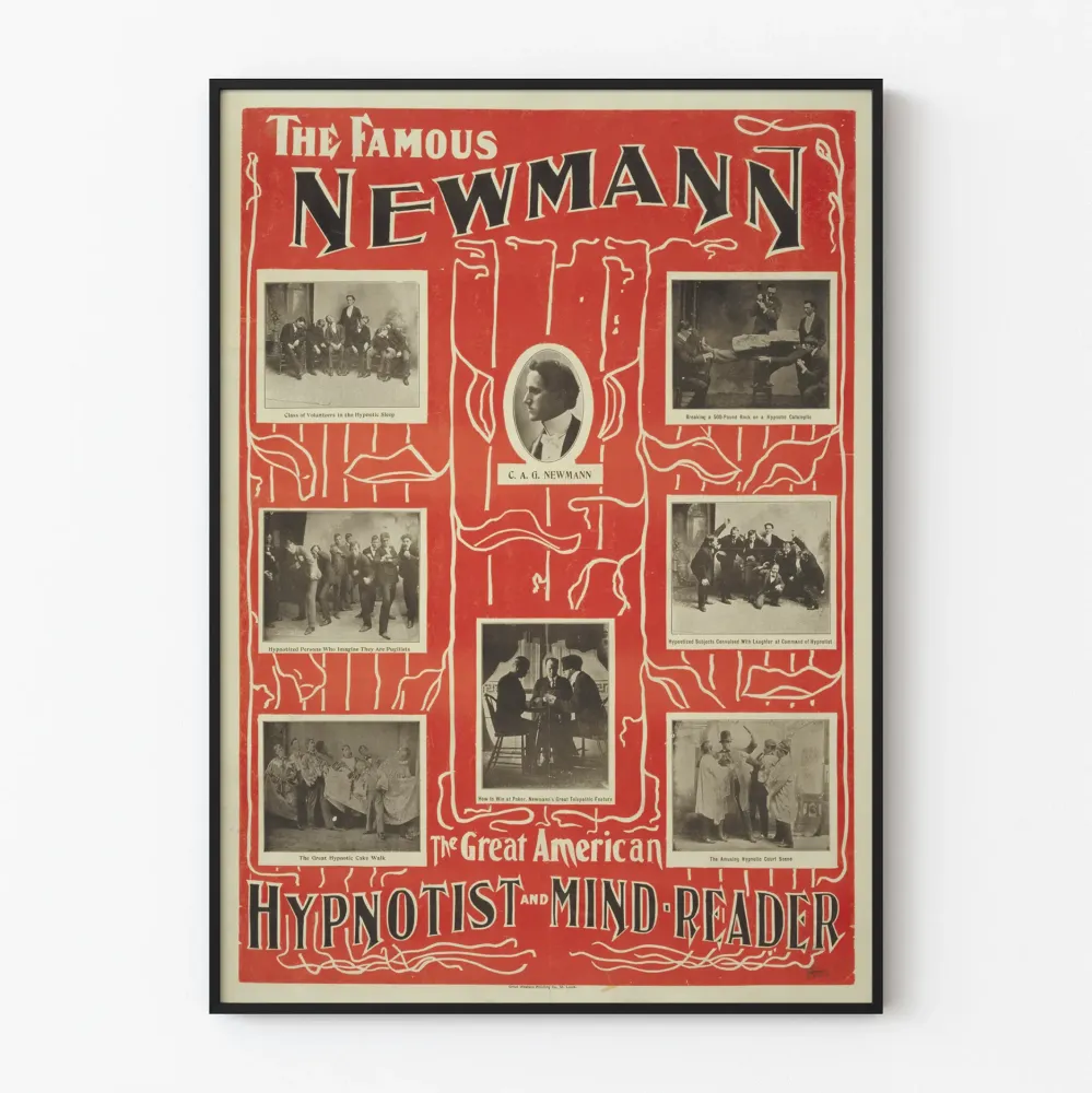 Vintagejuliste Famous Newmann Hypnotist ja Mielenlukija