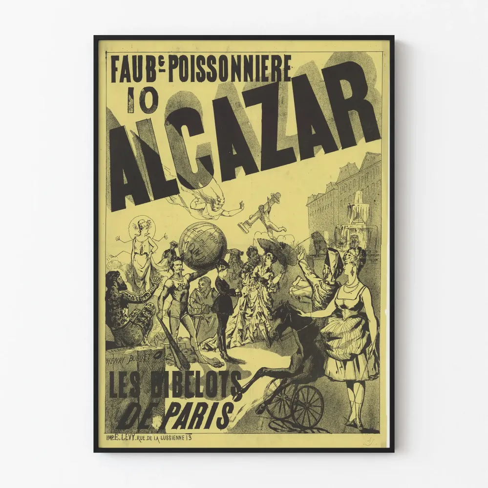 Vintagejuliste Faubourg Poissonnière Alcazar - Pariisilainen seinäkoristelu