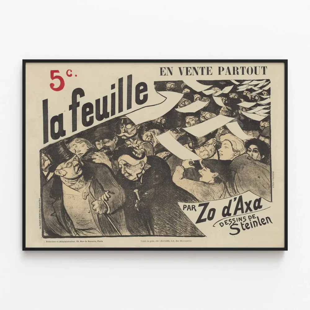 Vintagejuliste La Feuille teoksesta Zo d'Axa ja Steinlen