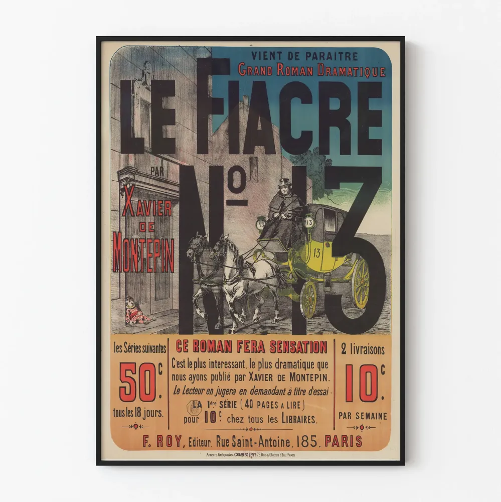 Vintagejuliste Le Fiacre N°13 Xavier de Montepin