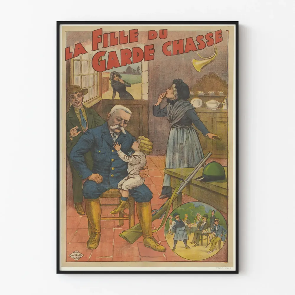 Vintagejuliste La Fille du Garde Chasse - Retroseinäsuunnittelu