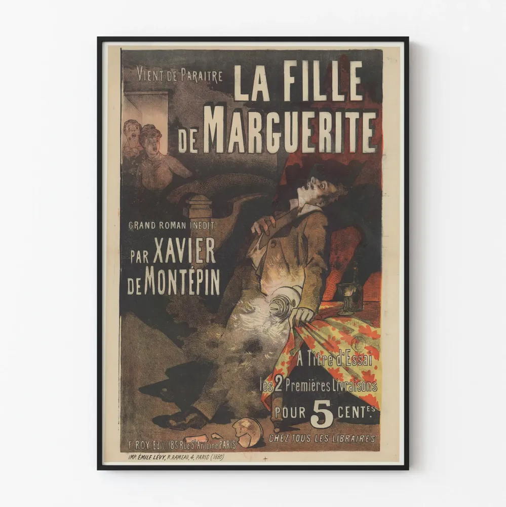 Vintagejuliste La Fille de Marguerite - Retroseinustarakenne
