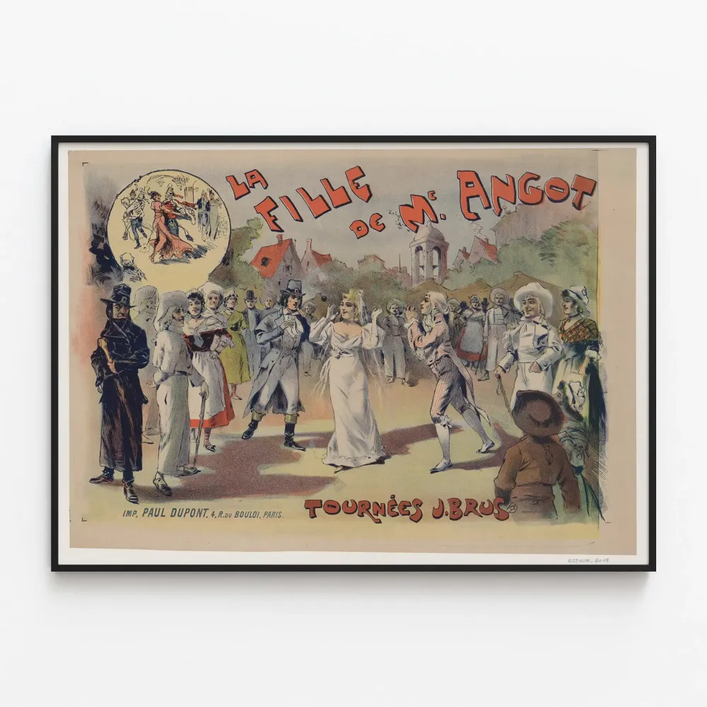 Vintagejuliste La Fille de Mme Angot - Teatterin seinäkoristelu vanha