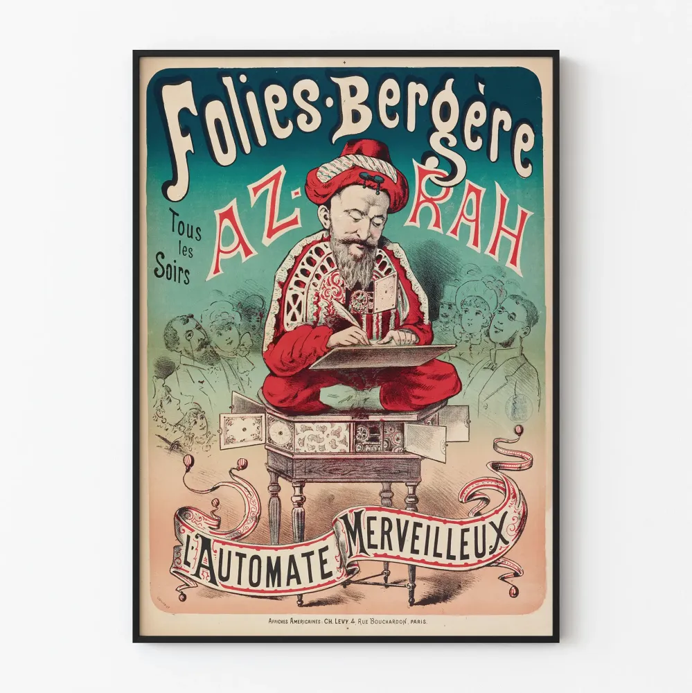 Vintagejuliste Folies Bergère Az-Rah l'Automate Merveilleux