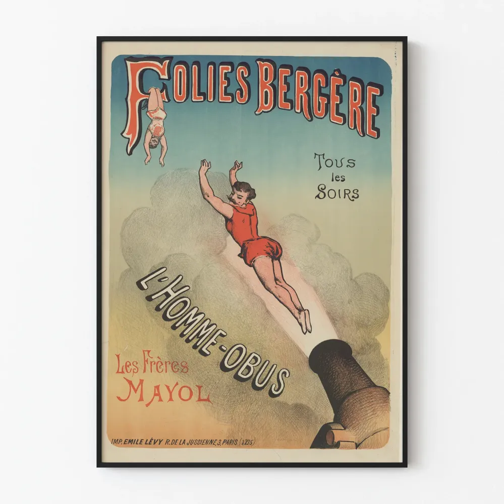 Vintagejuliste Folies Bergère L'Homme-Obus Les Frères Mayol