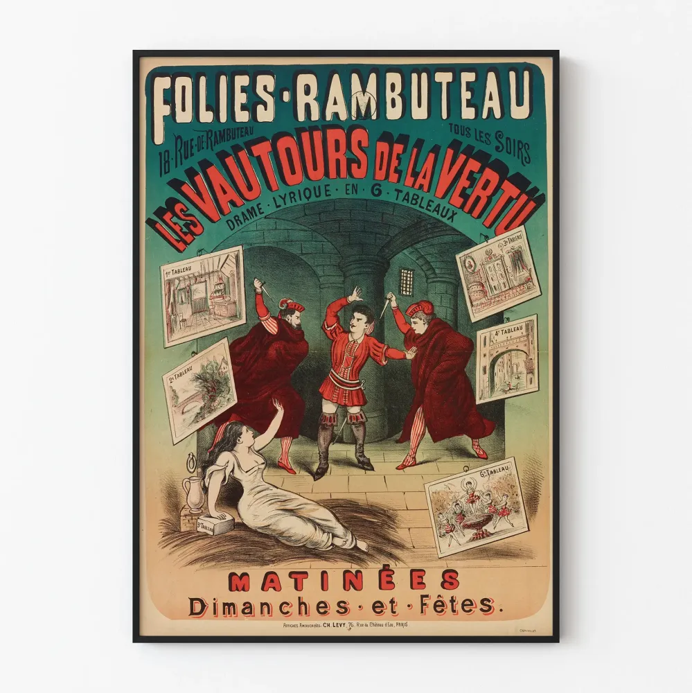 Vintagejuliste Folies Rambuteau - Les Vautours de la Vertu oopperateatteri
