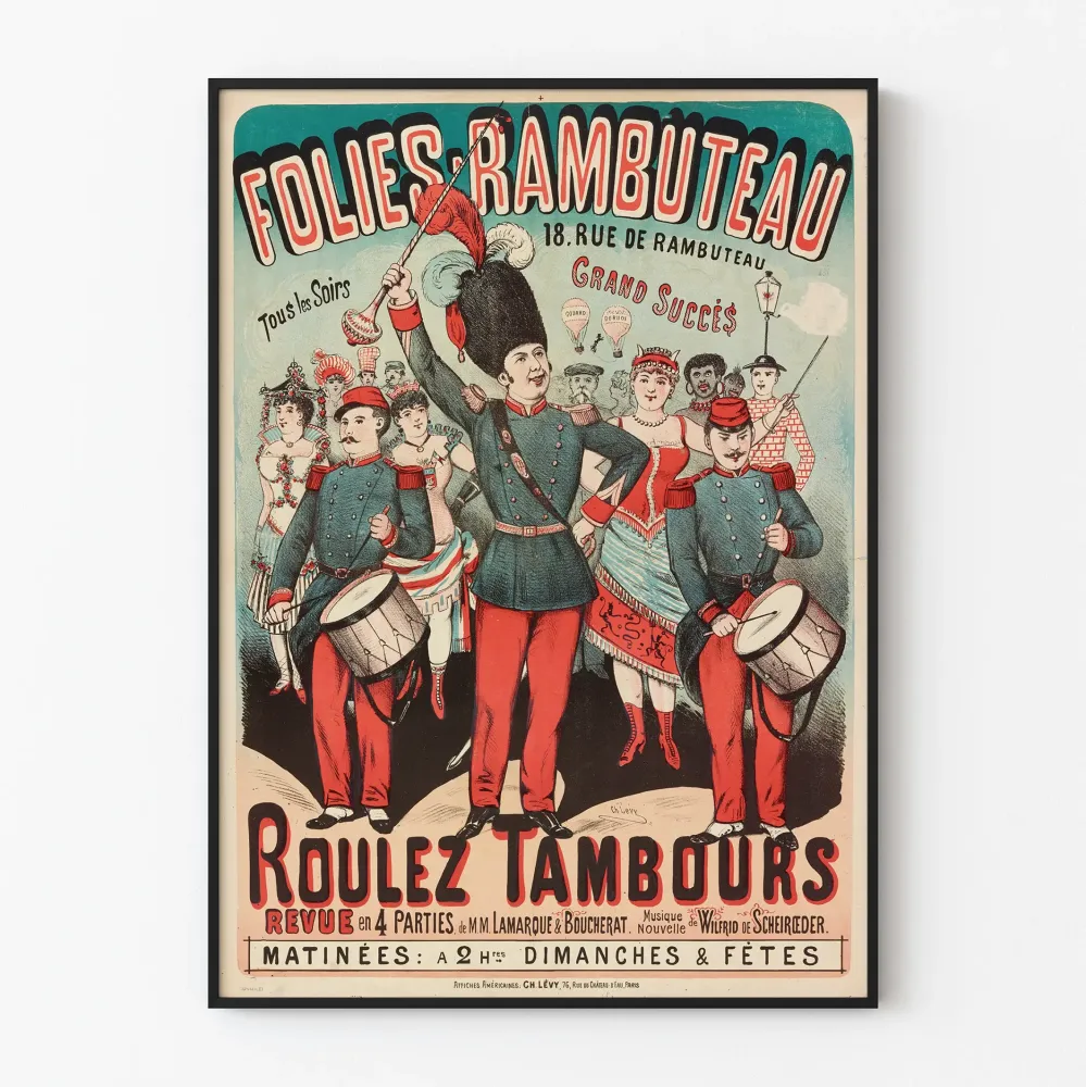 Vintagejuliste Folies Rambuteau - Roulez Tambours