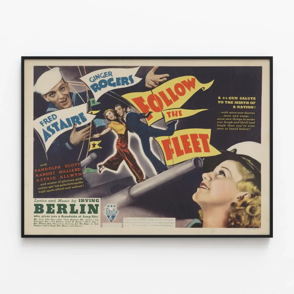 Vintagejuliste Follow Fleet, jossa Fred Astaire ja Ginger Rogers