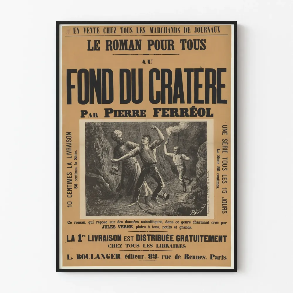 Vintagejuliste Au Fond du Cratère teoksesta Pierre Ferréol