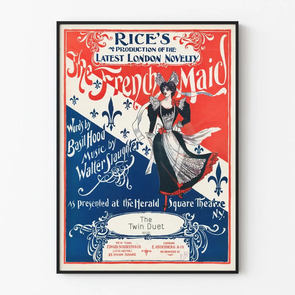 Vintagejuliste French Maid - Retrotyylinen seinäkoristelu