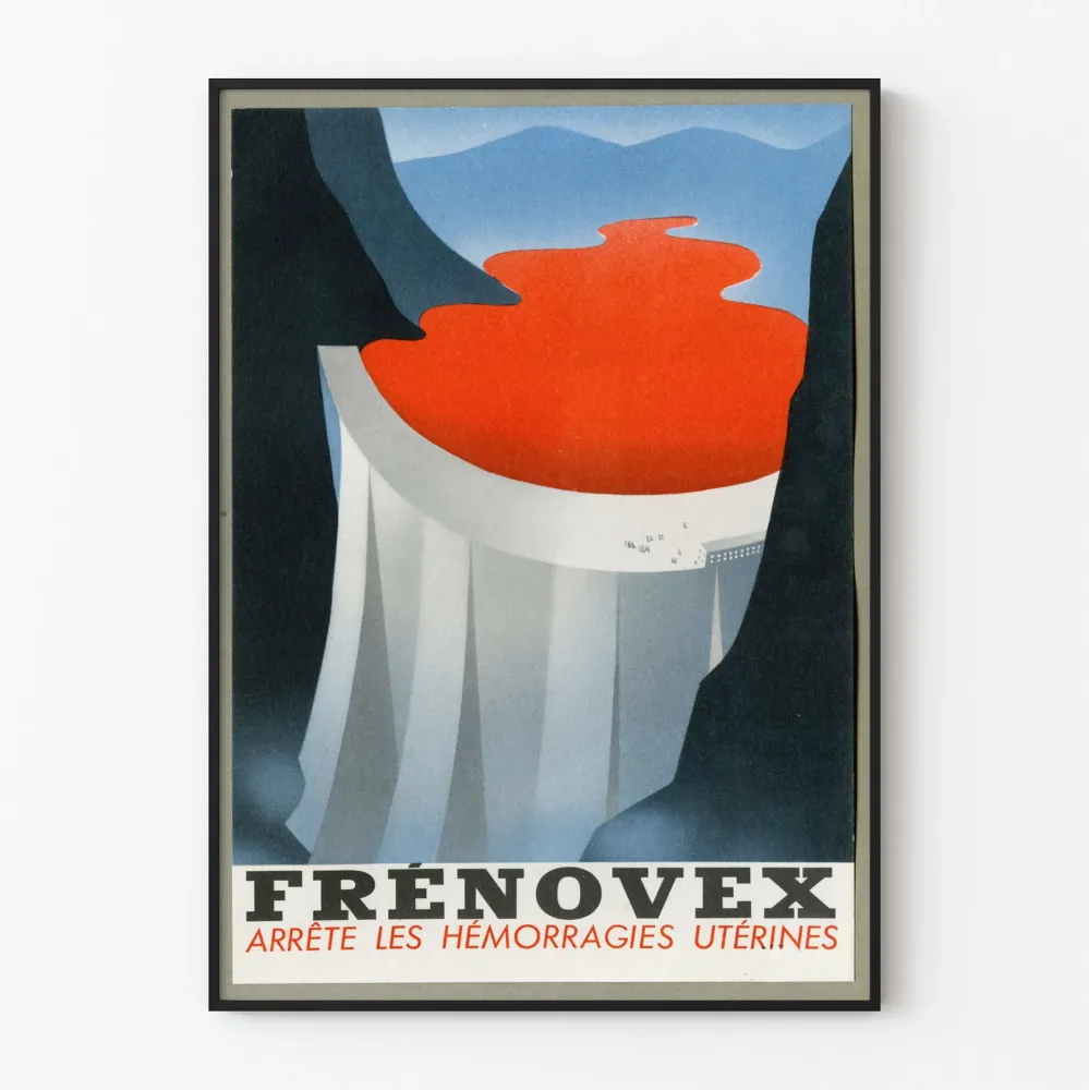 Vintagejuliste Frénovex - Lääketieteellinen mainos kohdun verenvuodoista