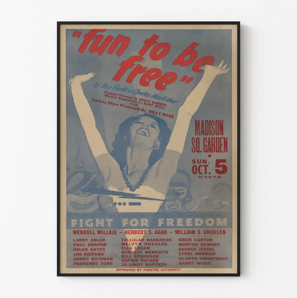 Vintagejuliste 'Fun to be Free' Madison Square Garden - Retroseinän koristelu