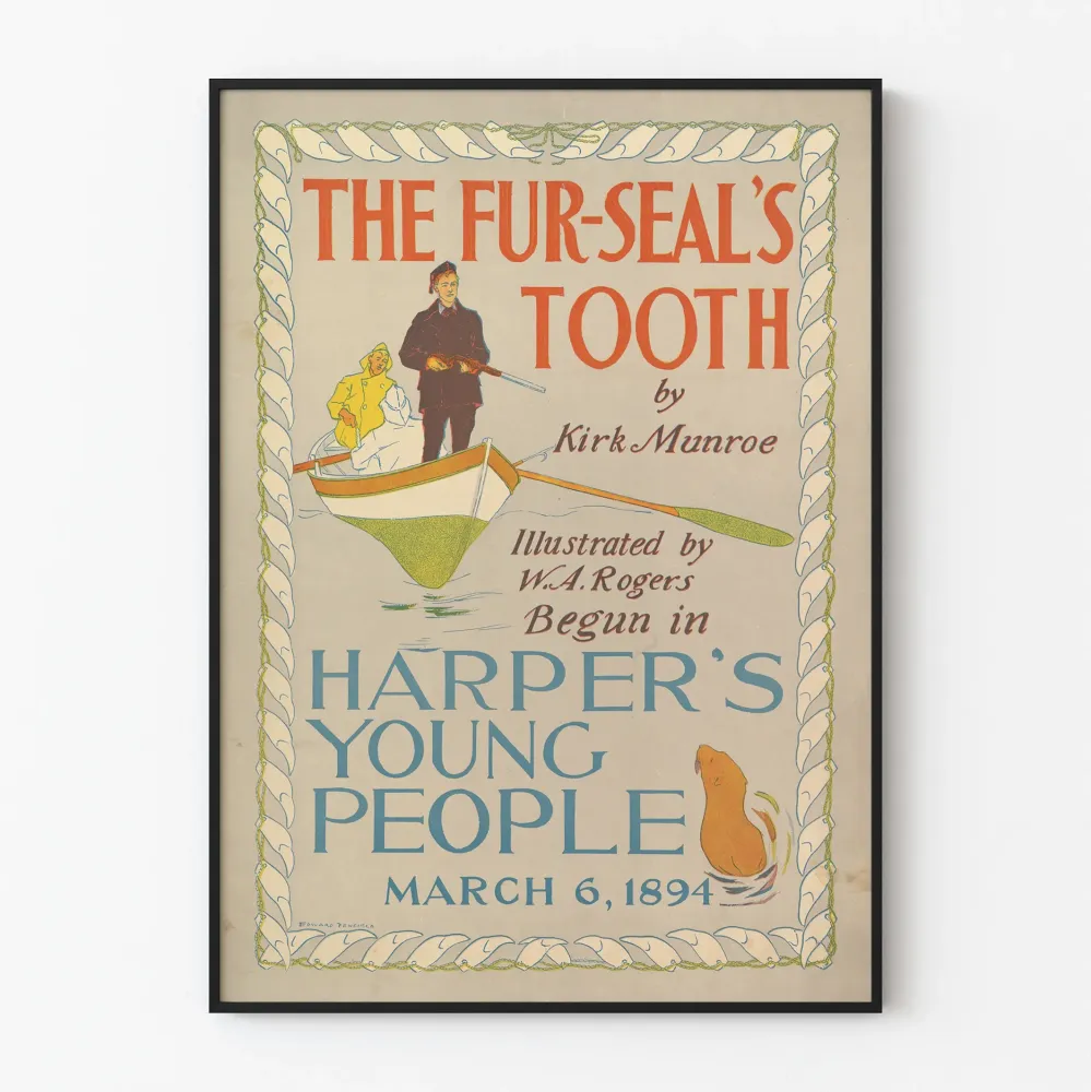 Vintagejuliste Fur-Seal's Tooth, Harper's Young People 1894