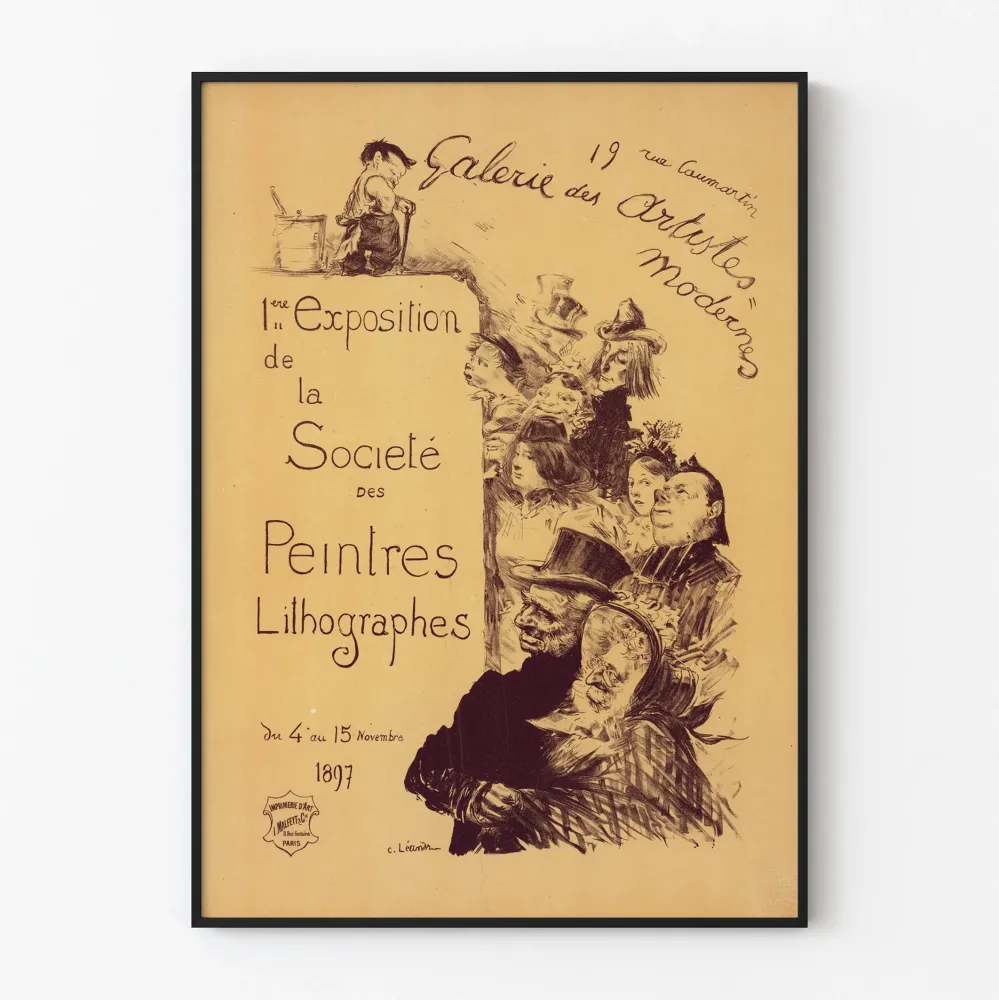 Vintagejuliste Galerie des Artistes Modernes 1897 - Näyttely Société des Peintres Lithographes