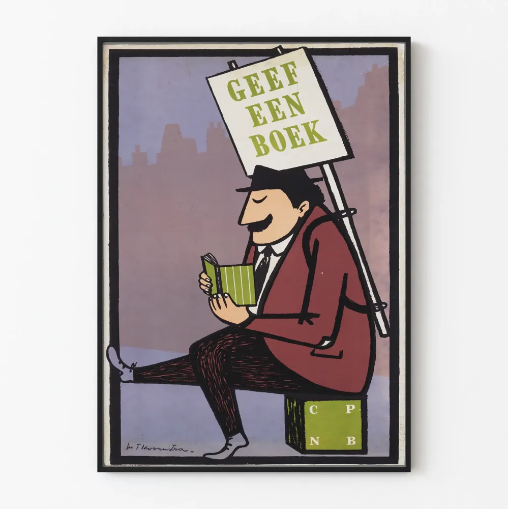 Vintagejuliste Geef Een Boek - Juliste seinäkoriste lukemiseen