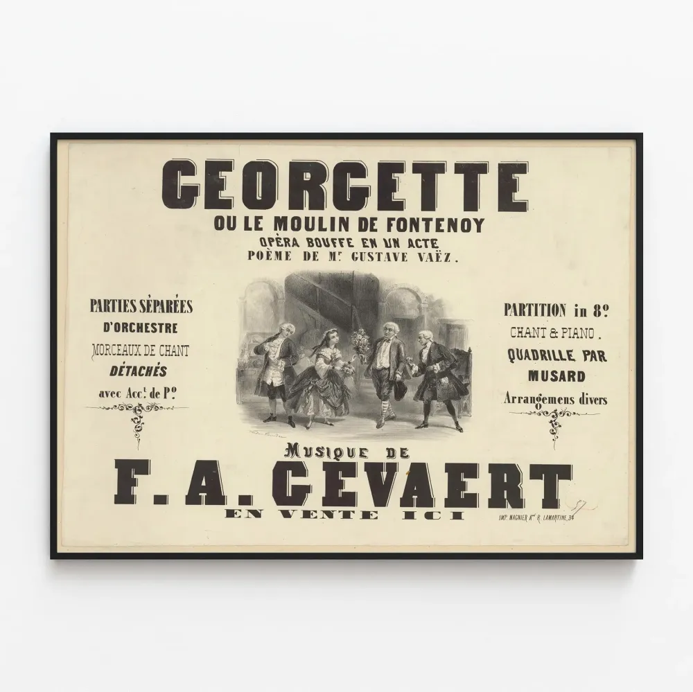 Vintagejuliste Georgette tai Le Moulin de Fontenoy - Opéra Bouffe koristeellinen