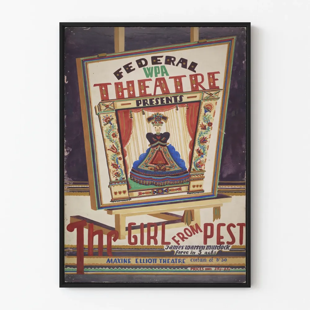 Vintagejuliste " Girl from Pest" seinäkoristetta varten teatteriin